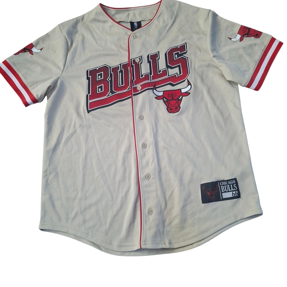 NBA Bulls Cream and Red Jersey